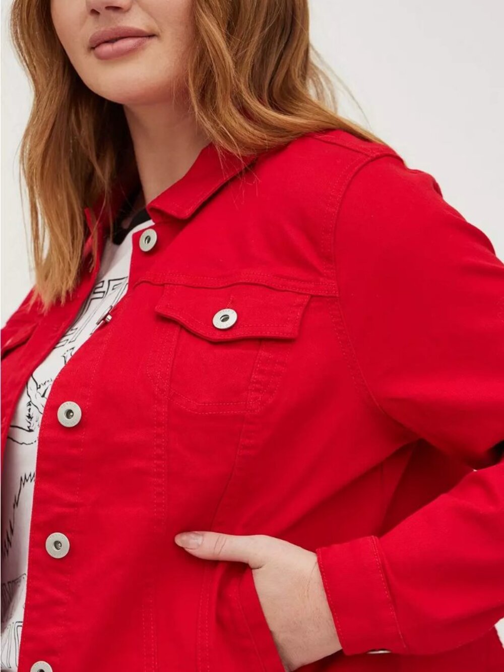 Ruby Red Denim Trucker Jacket 2x